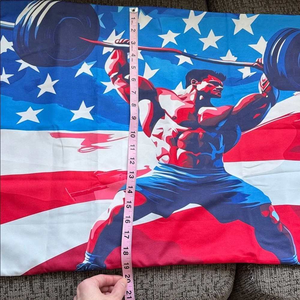 Weightlifting Red White Blue America Pillowcases Americana Olympics Bedding